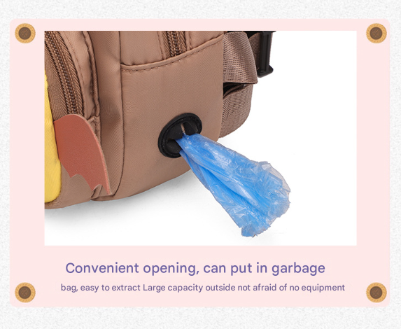 Brown Adorable Monster Pet Backpack Harness - Small Dog & Cat Treat Pouch with Poop Bag Dispenser