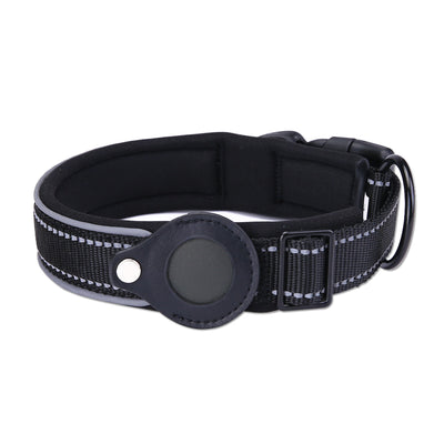 Size S Black Reflective Adjustable Anti-Lost Pet Collar (For Apple AirTag - Collar Only, Tracker Not Included)