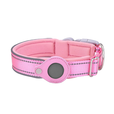 Size XL Pink Reflective Adjustable Anti-Lost Pet Collar (For Apple AirTag - Collar Only, Tracker Not Included)