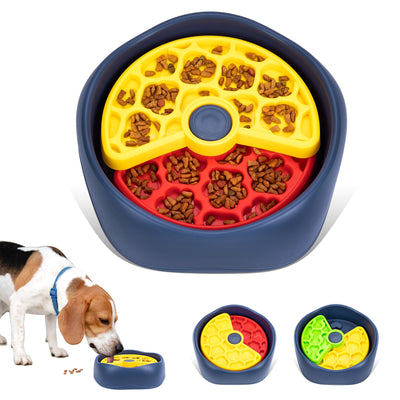 Red,Yellow and Blue Interactive Dog Puzzle Feeder Bowl - Slow Eating & Mental Stimulation Toy for Small Medium Breeds