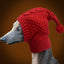 Size L Red Whimsical Knit Dog Hat with Pom-Pom - Cozy Winter Pet Beanie & Snood