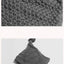 Size M Grey Whimsical Knit Dog Hat with Pom-Pom - Cozy Winter Pet Beanie & Snood