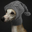 Size L Grey Whimsical Knit Dog Hat with Pom-Pom - Cozy Winter Pet Beanie & Snood