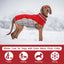 L Red Grey Premium Winter Puffer Dog Coat - Windproof & Fleece-Lined Jacket for Cold Weather