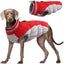 XXL Red Grey Premium Winter Puffer Dog Coat - Windproof & Fleece-Lined Jacket for Cold Weather