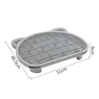 Grey Elevated Cat Litter Trapping Mat - Dual-Layer Scatter Control Tray with Grate