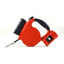 Red 3-in-1 Retractable Dog Leash with LED Flashlight & Poop Bag Dispenser | Heavy Duty Tangle-Free Leash for Safe Night Walks