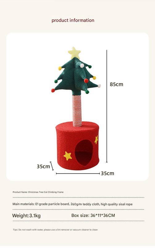 Festive Christmas Tree Cat Scratcher & Condo | 2-in-1 Sisal Post with Cozy Hideaway Bed