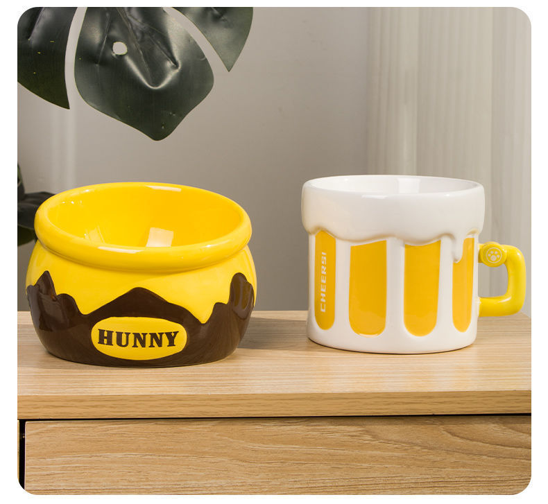 Premium Elevated Pet Bowl with Ergonomic 15° Tilt & Large Capacity(Honeypot)