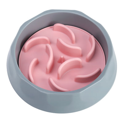 Slow Feeder Dog Bowl Set - Anti-Choke Puzzle Feeder Insert & Bowl for Healthy Eating Habits(pink)