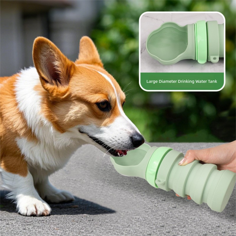 Brown Portable Collapsible Pet Water Bottle for Dogs Outdoor Travel Drinking Dispenser Silicone Pet Water Cup
