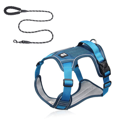 Blue S Adjustable No-Pull Dog Harness and Leash Set - Reflective & Padded Vest for Medium to Large Dogs