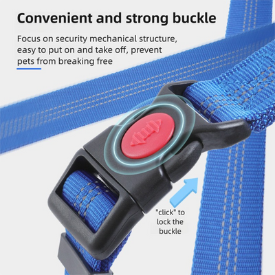 2PC Blue Adjustable Dog Car Safety Seat Belt Leash - Anti-Shock Bungee Headrest Restraint with Reflective Stitching & 316 Stainless Steel Clip