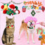 Christmas Pet Pom-Pom Adjustable Cotton Collar Set(2-Pack Size S) - Cat and Dog Holiday Costume, Cute Bell Hat and Tree Umbrella Designs