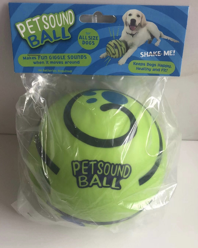 2 Pack Interactive Dog Giggle Ball Set 14cm - Green Wobble Sound Toy & White Glow in the Dark Luminous Ball - No Batteries Required for Medium to Large Dogs