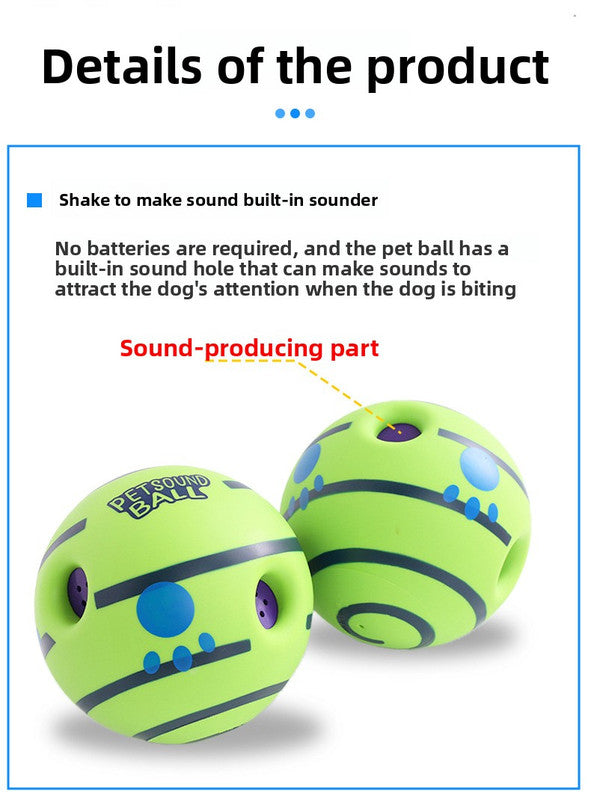 2 Pack Interactive Dog Giggle Ball Set 11cm - Green Wobble Sound Toy & White Glow in the Dark Luminous Ball - No Batteries Required for Small to Medium Dogs