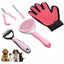 5-in-1 Pet Grooming Kit Pink - Stainless Steel Deshedding Rake, Self-Cleaning Slicker Brush, Grooming Glove & Nail Trimmer Set for Dogs & Cats