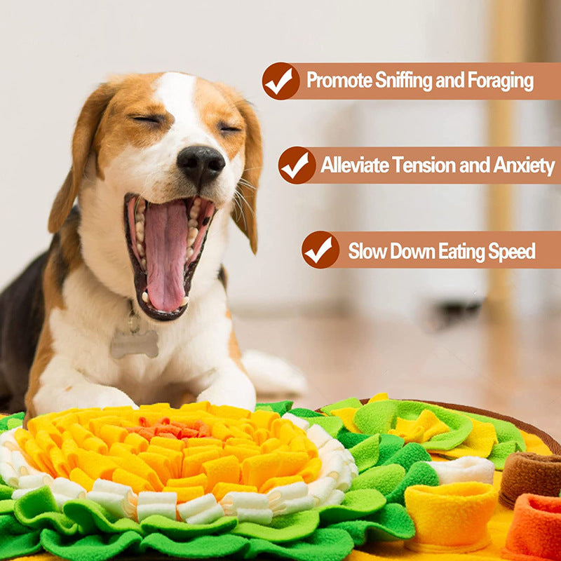Interactive Dog Snuffle Mat Bone Shape 64x43cm - Slow Feeder & Foraging Puzzle Toy - Golden Yellow Fleece Nosework Pad for Anxiety Relief & Mental Stimulation