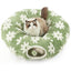 Blue Daisy Cat Tunnel Bed Plush Donut Cave And Play Tube With Detachable Cushion For Indoor Cats