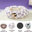 Blue Daisy Cat Tunnel Bed Plush Donut Cave And Play Tube With Detachable Cushion For Indoor Cats