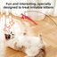 Interactive Self-Play Cat Wand with Suction Base - Automatic Bouncing Teaser Including Bell & 3 Bird Attachments(Yellow)