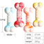 2-Pack Durable TPR Squeaky Dog Bone with Two-Tone Paw Print - Dental Health & Gum Massage Spiked Molar Toy(Yellow-White)