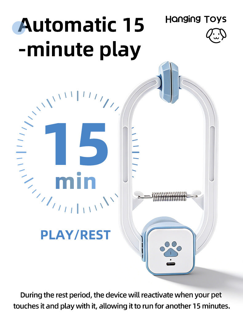 Dual Mode Interactive Cat Toy with Hanging Clamp & 3 Tail Toys - Random Rotating Swinging Teaser for Indoor Cats, Remote Controlled   & Automatic 15-Min Playmate