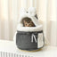 Grey 2-in-1 Ultra-Soft Plush Pet Carrier & Mobile Bed - Portable & Lightweight Cute Cat Ear Design Travel Cabin (L 33 x 25 x 27CM)