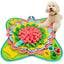 Yellow-Green 50x50CM Soft Dog Sniffing Mat with Colorful Floral & Bone - Pet Stress Relief & Slow Feeding Mat & Enrichment Blanket