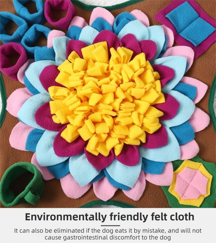 Blue 48x48CM Durable Felt Cloth Pet Puzzle Sniffing Mat - Mental Stimulation & Slow Feeding Pad