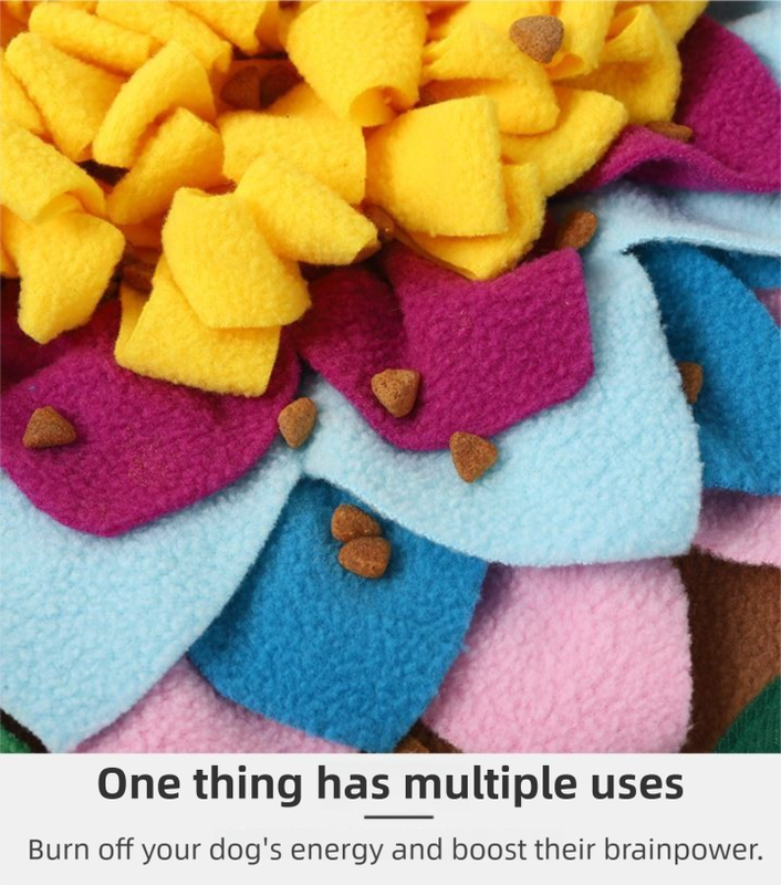 Blue 48x48CM Durable Felt Cloth Pet Puzzle Sniffing Mat - Mental Stimulation & Slow Feeding Pad