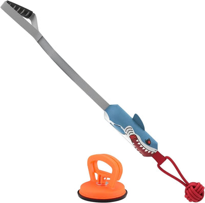 Shark-shaped Tug-of-War Dog Toy with Suction Cup & Chew Rope Knot - Interactive Squeaky Molar Toy for Puppies & Small Dogs