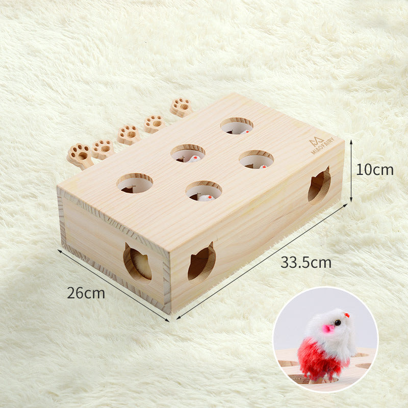 Whack-A-Mole Cat Toy (Plush Mole & 5 Hole) - Interactive Puzzle Box