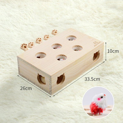 Whack-A-Mole Cat Toy (Plush Mole & 5 Hole) - Interactive Puzzle Box