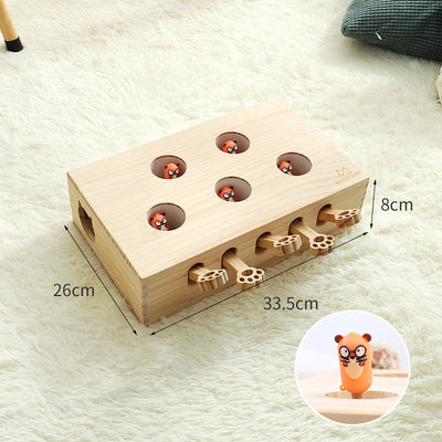 Whack-A-Mole Cat Toy (Figurine Mole & 5 Hole) - Interactive Puzzle Box