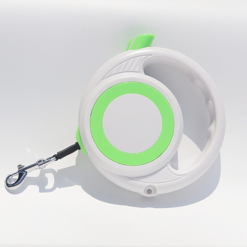 Green-white Heavy Duty Retractable Dog Leash with Ergonomic Wide Handle - Automatic Tangle-Free Extending Lead for Large and Medium Dogs - Carbon Fiber Texture