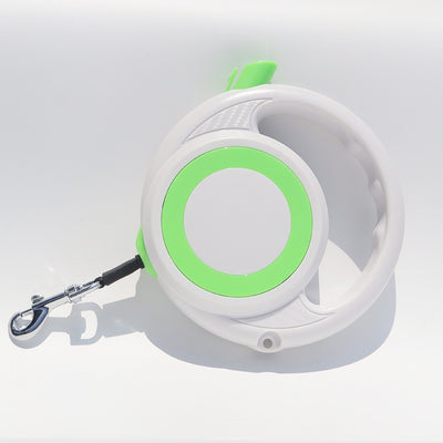 Green-white Heavy Duty Retractable Dog Leash with Ergonomic Wide Handle - Automatic Tangle-Free Extending Lead for Large and Medium Dogs - Carbon Fiber Texture