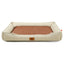 Khaki Rectangular Pet Bed with Removable Cooling Mat – Durable 600D Oxford Fabric Dog & Cat Bed, High-Rebound PP Cotton Filling, Non-Slip Base, for Medium to Large Breeds, Includes Free Cooling Pad(Size:L)