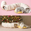 White Cute Foldable Cat Tunnel Bed with Dual-Zipper Detachable & Connectable Design - 2-in-1 Versatile Circular Doughnut Nest & S-Curve Play Center, Easy Fold-Away Storage (85x85x26CM)