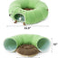 Green Cute Foldable Cat Tunnel Bed with Dual-Zipper Detachable & Connectable Design - 2-in-1 Versatile Circular Doughnut Nest & S-Curve Play Center, Easy Fold-Away Storage (85x85x26CM)