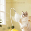 Yellow 2Pcs Interactive Cat Wobble Toy Set - Dual Ball Turntable & Feeder with Feather Teaser and Catnip Ball - PP Plastic for Kitten Self-Entertainment