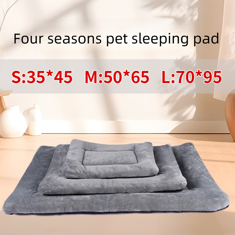 Grey S size Plush Flannel Pet Bed with Removable Sponge - Waterproof, Extra Wide & Thickened, Soft Four Seasons Pet Sleeping Mat for Dogs and Cats