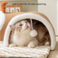 Grey  S size Cat Tunnel Bed House 4-Season Universal Removable Washable U-Shaped Cat Cave with Multi-Entrance, Plush Hideaway Pet Nest with Detachable Mat for Indoor Cats, Non-Slip Bottom, Multi-Cat Friendly
