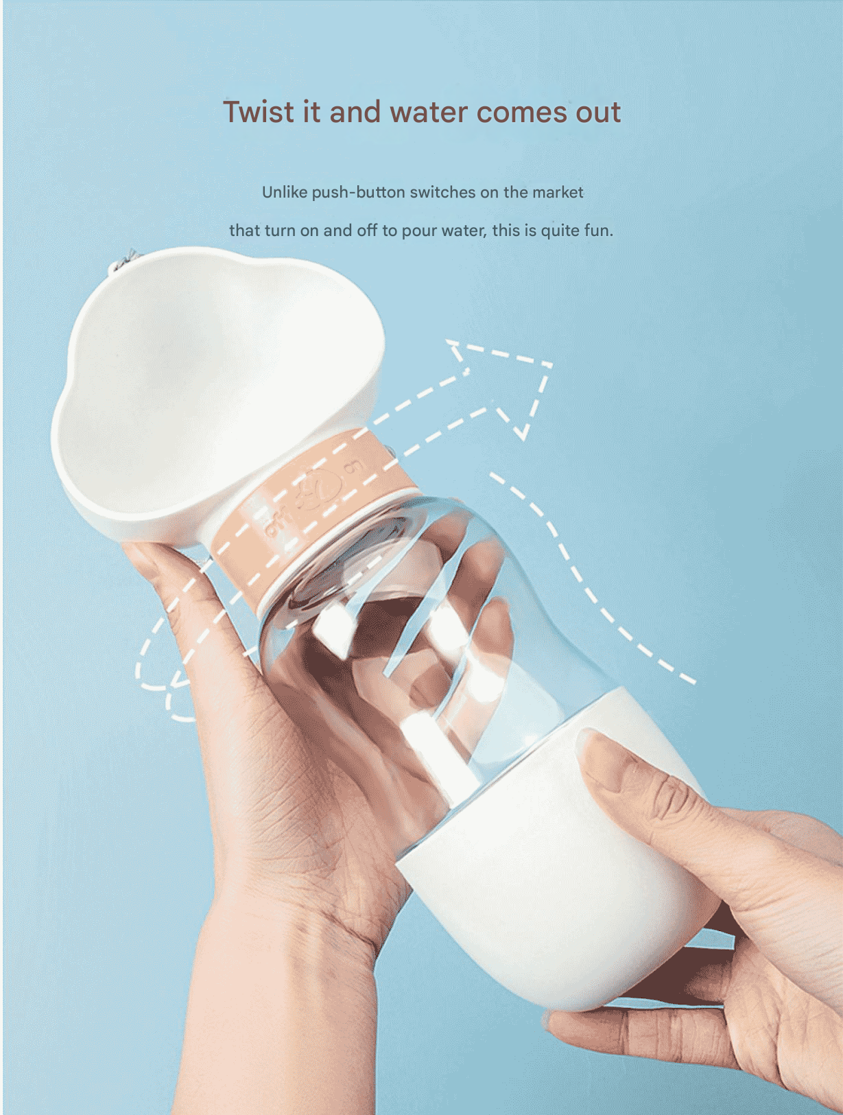 White Portable Dog Water Bottle with Food Container - 2-in-1 Leak-Proof Pet Travel Water Dispenser, Cloud-Shaped Drinking Bowl, Twist-to-Dispense Design, BPA-Free HIPS/PET Material for Walking Hiking Travel
