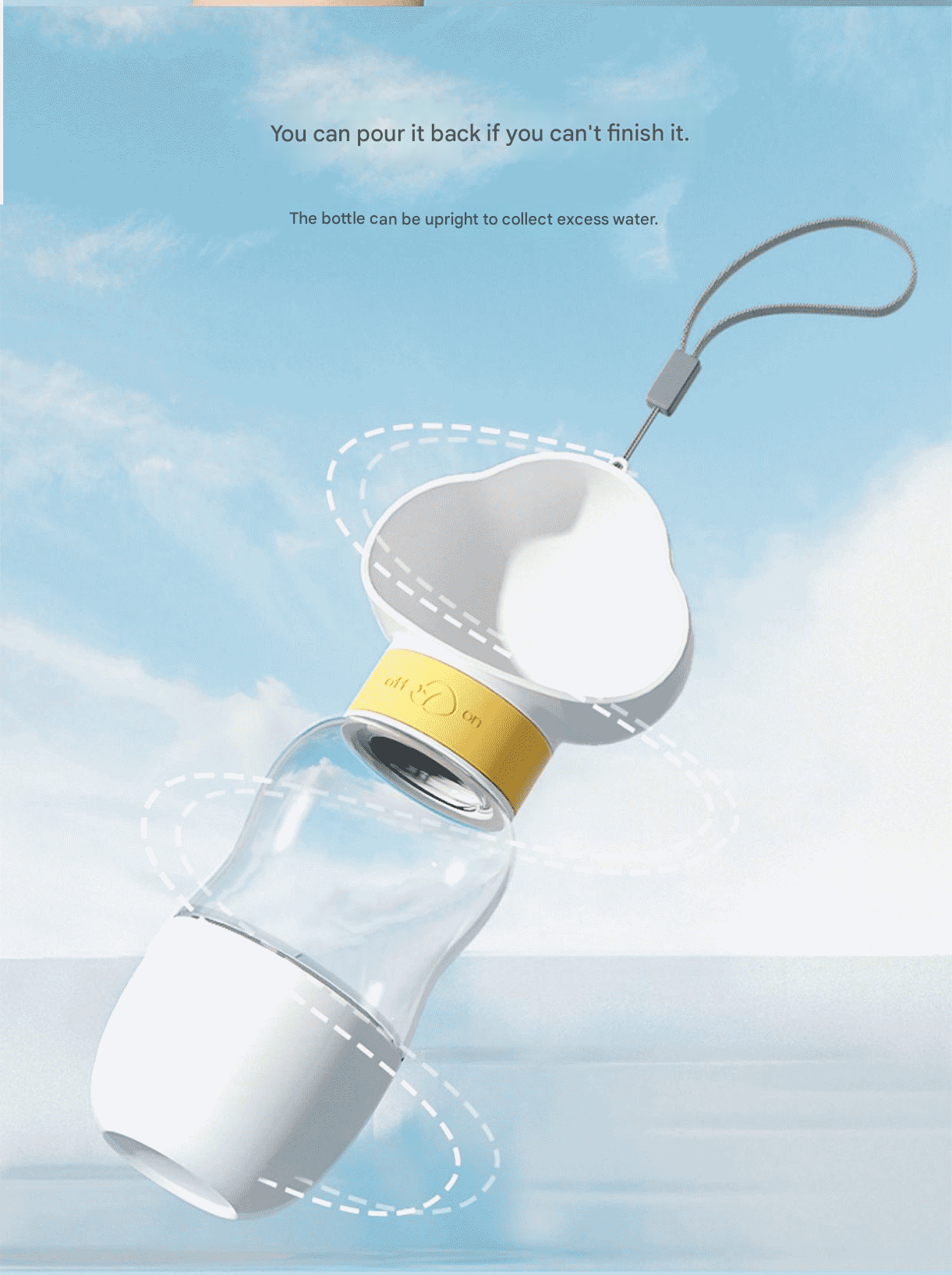 Yellow 350ml Portable Dog Water Bottle  - Leak-Proof Pet Travel Water Dispenser, Cloud-Shaped Drinking Bowl, Twist-to-Dispense Design, BPA-Free HIPS/PET Material for Walking Hiking Travel