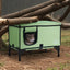 Elevated Heated Cat House, Cuboid Kitty Shelter with Adjustable Temperature and Timer, 900D Oxford Cloth Foldable Cat Shelter with Heated Pad for Winter to Stay Warm and Cozy, Green (Large)