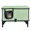 Elevated Heated Cat House, Cuboid Kitty Shelter with Adjustable Temperature and Timer, 900D Oxford Cloth Foldable Cat Shelter with Heated Pad for Winter to Stay Warm and Cozy, Green (Large)
