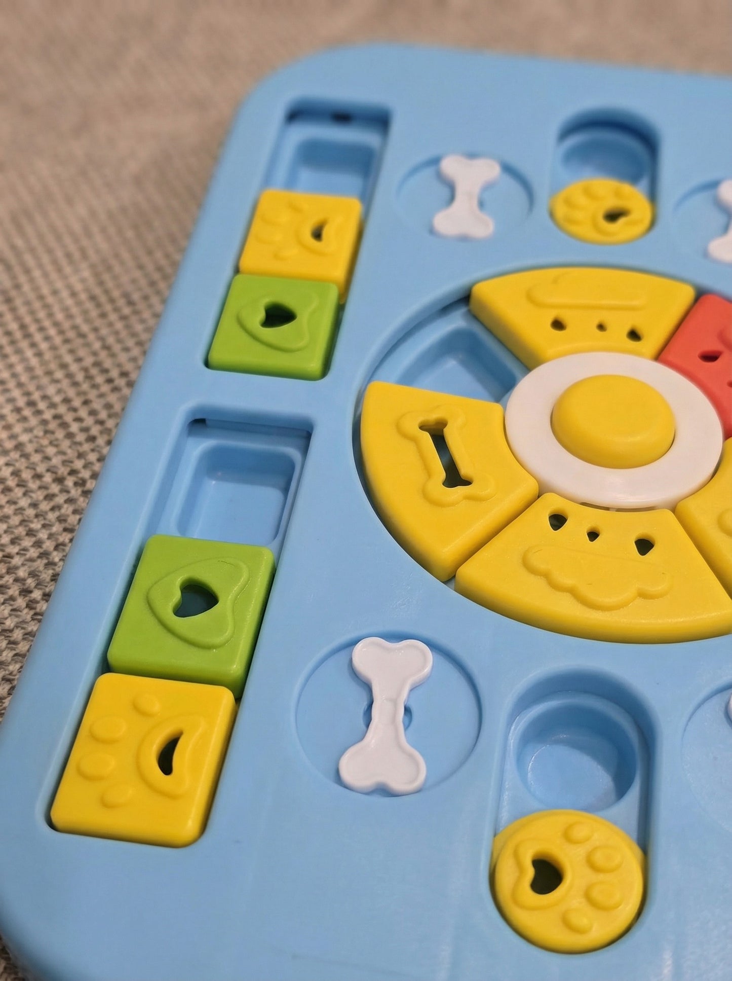 Blue interactive dog puzzle toy slow feeder treat dispenser