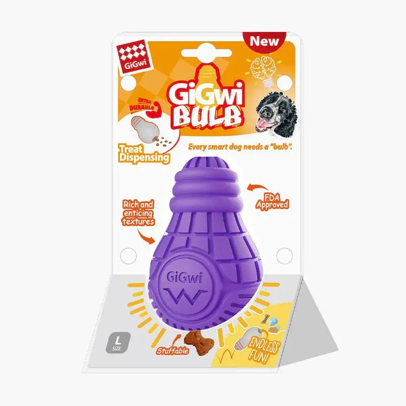 GiGwi Treat Dispensing Bulb – Durable Natural Rubber Dog Toy for Heavy Duty Chewers